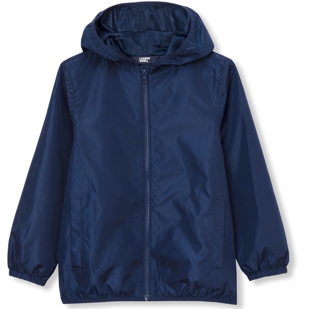 Lands End Kids Waterproof Hooded Packable Rain Jacket
